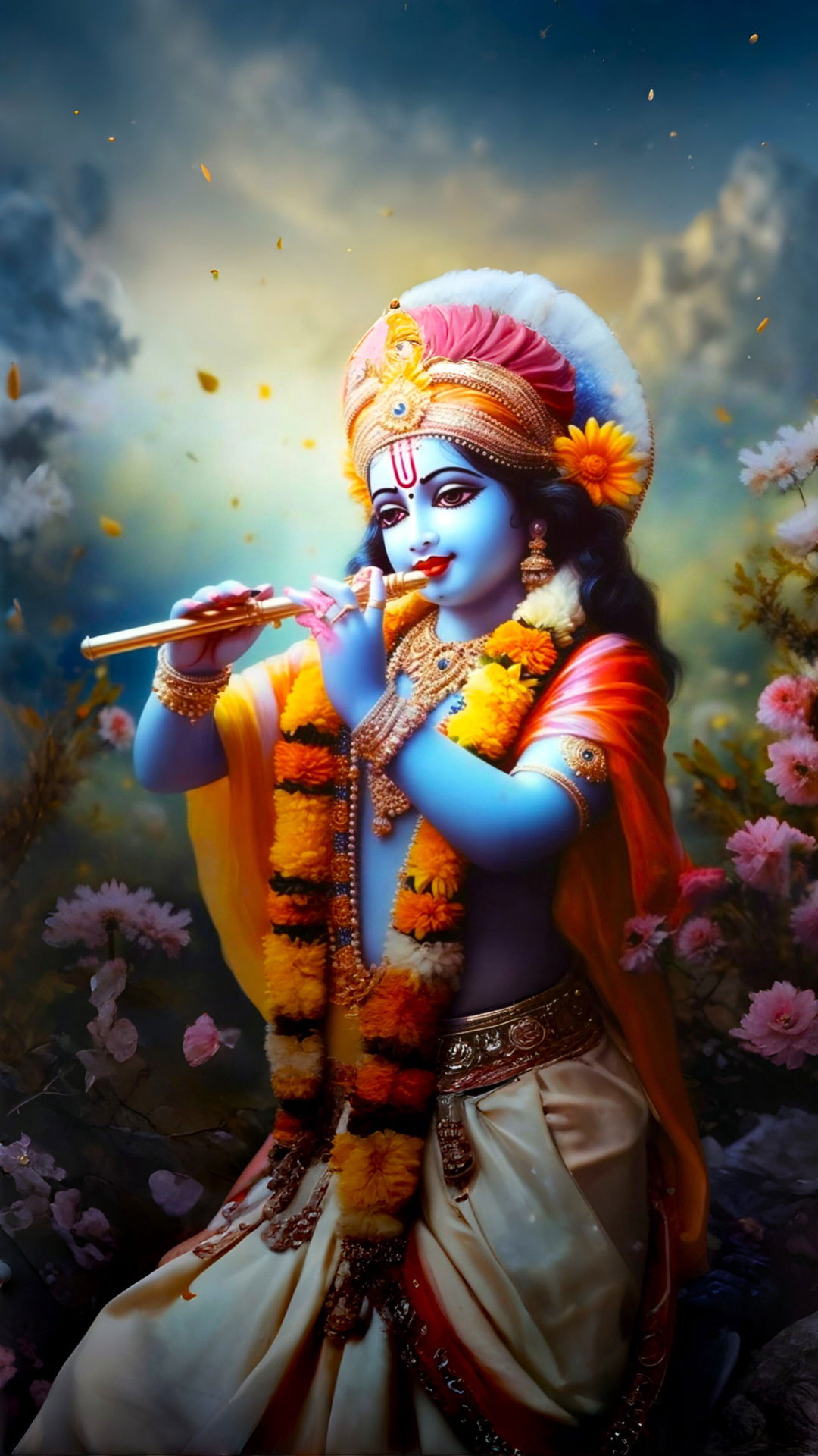 Krishna playing a mesmerizing flute melody