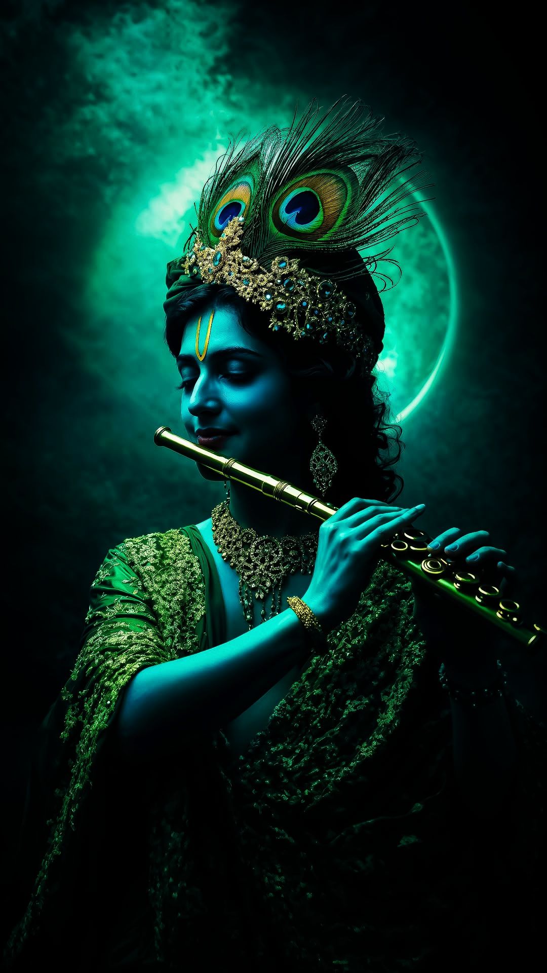 Krishna playing flute serene portrait