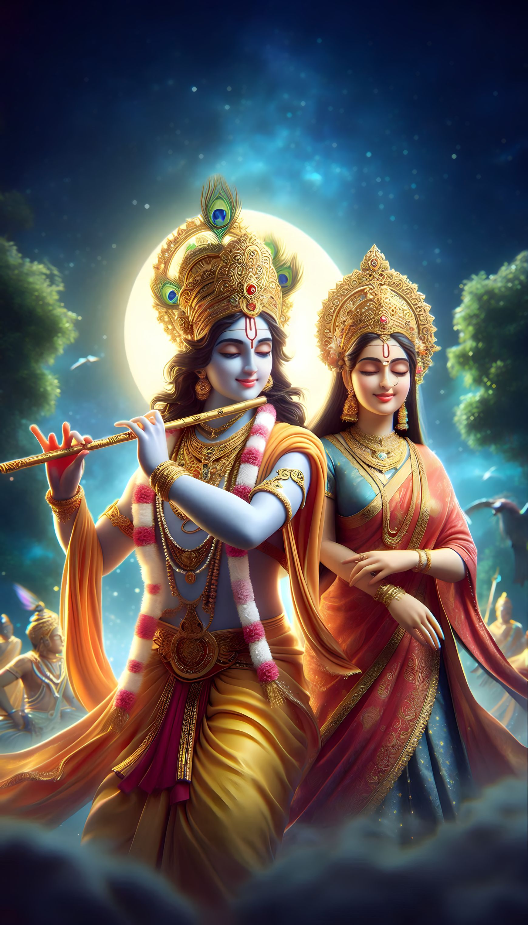 Krishna Radha divine love wallpaper