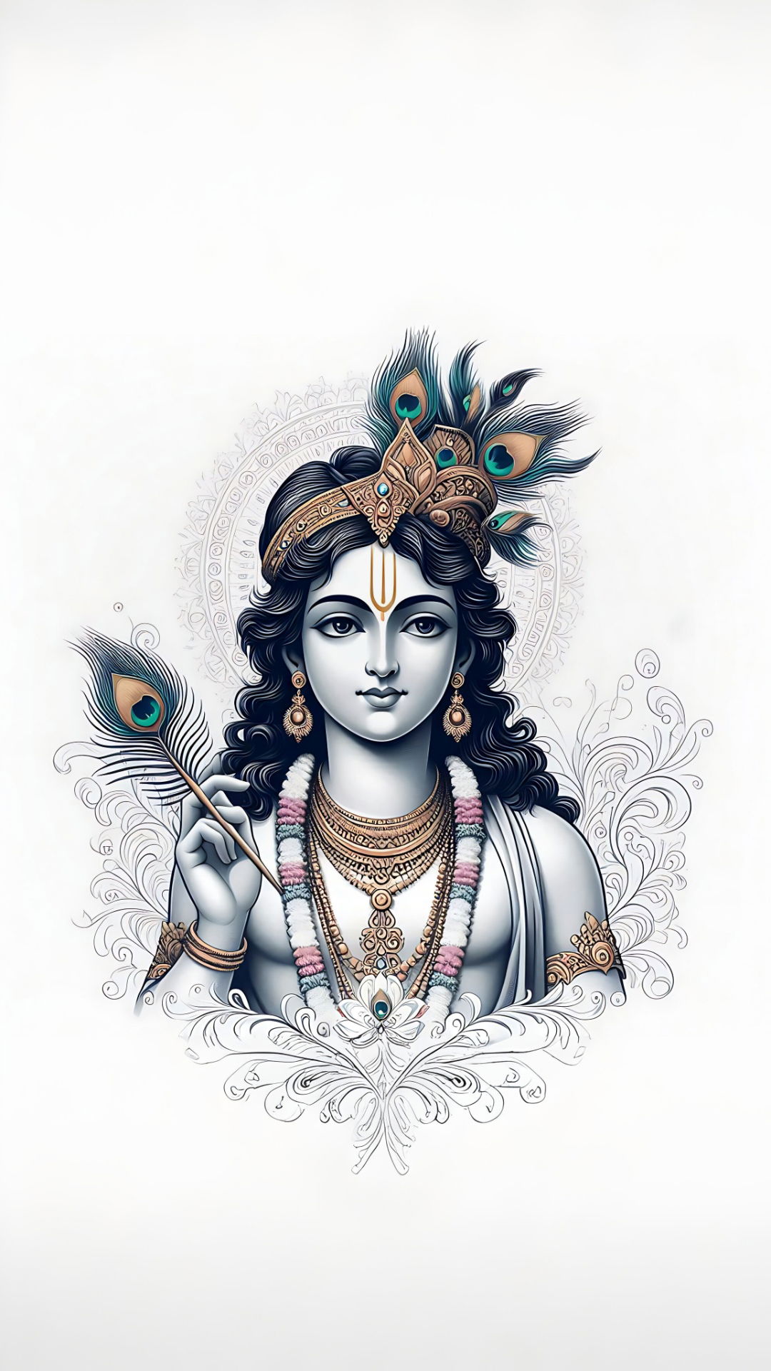 Lord Krishna with peacock feather flute