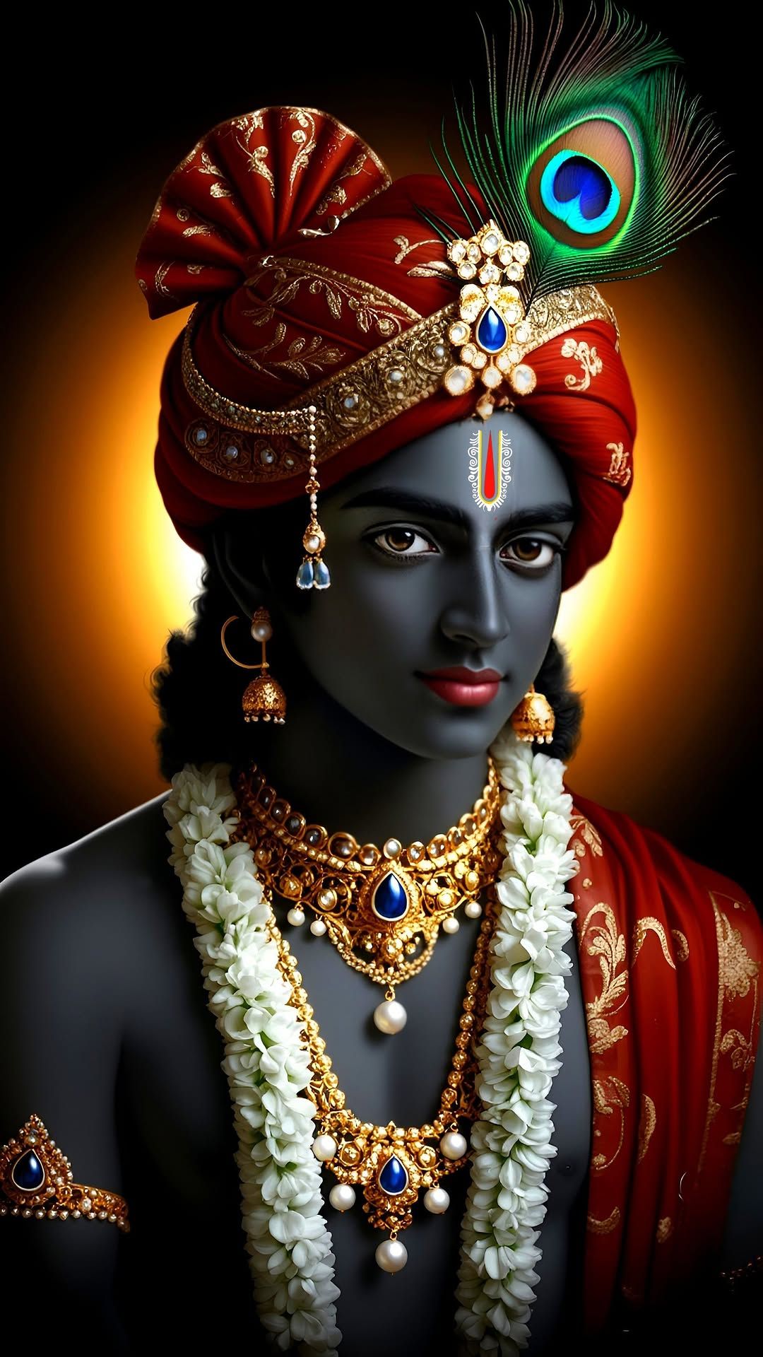 Lord Krishna with peacock feather crown