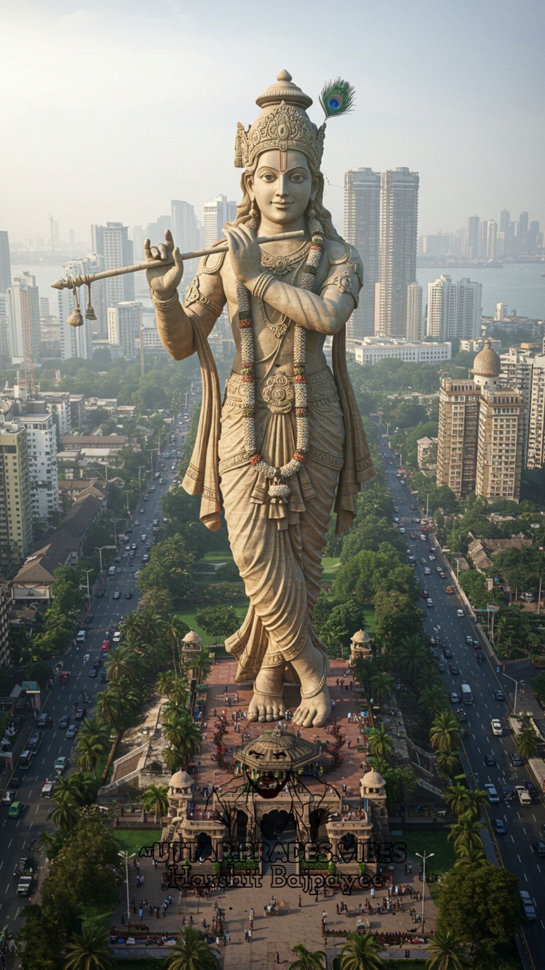 Krishna statue overlooking Mumbai city