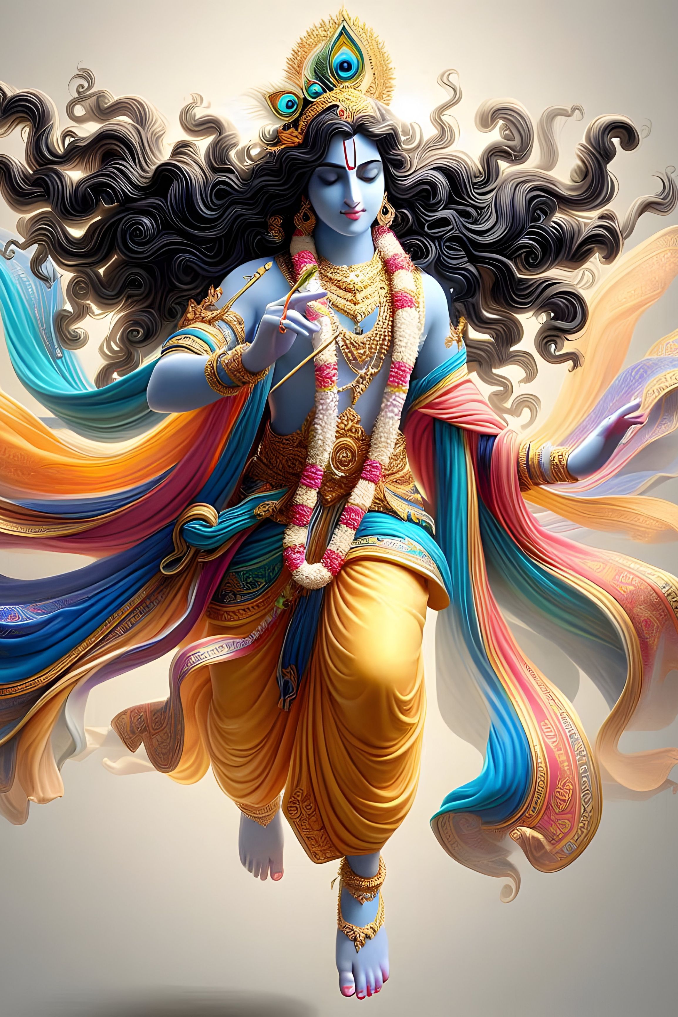Lord Krishna playing flute, divine wallpaper
