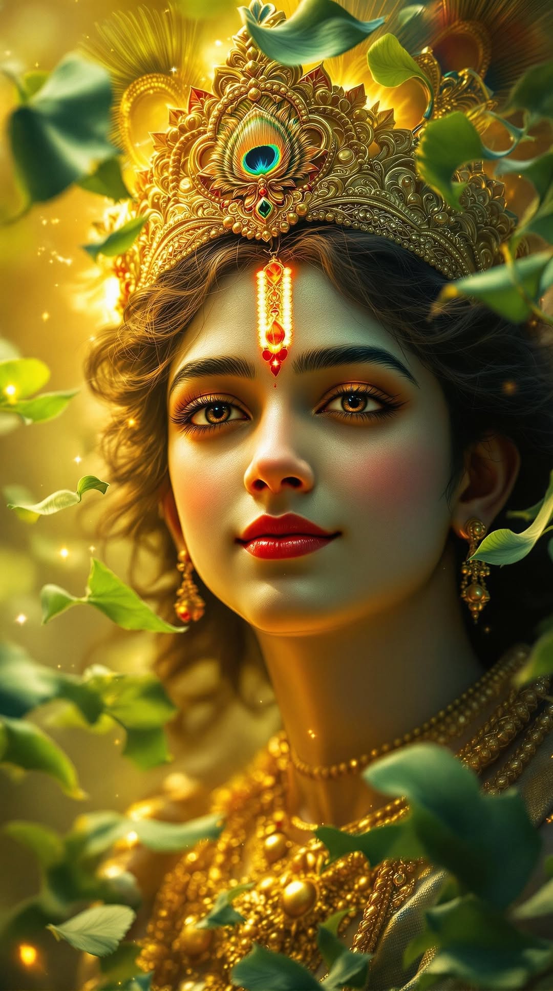 Krishna with peacock feather crown