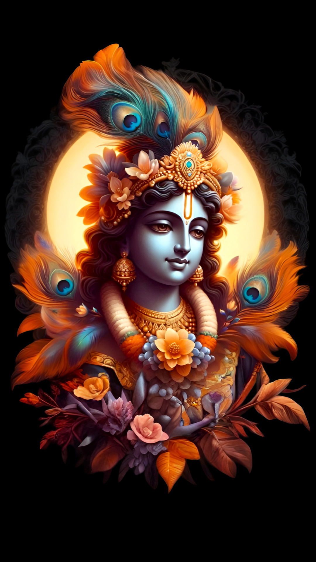 Krishna with peacock feather crown