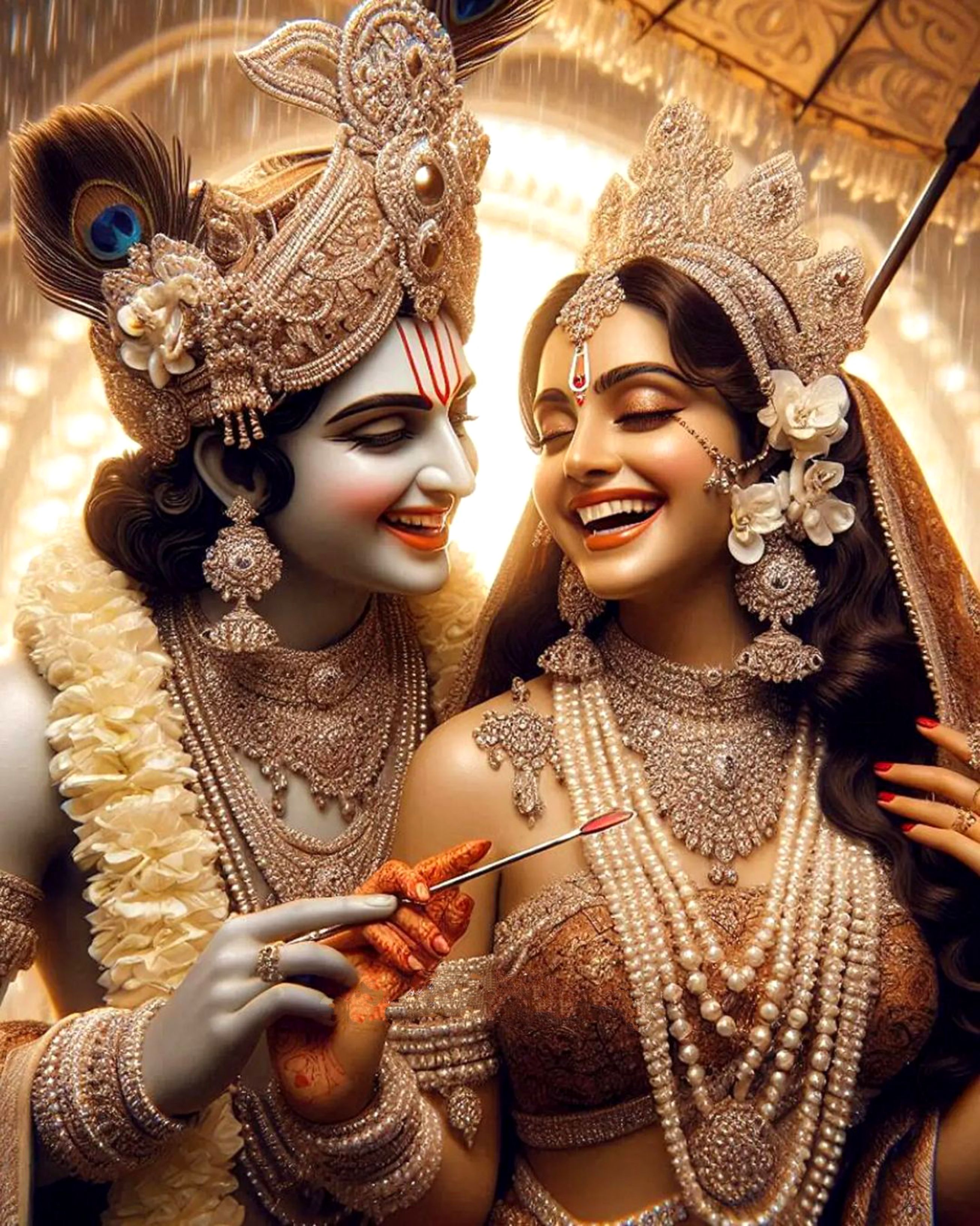 Radha Krishna divine couple portrait