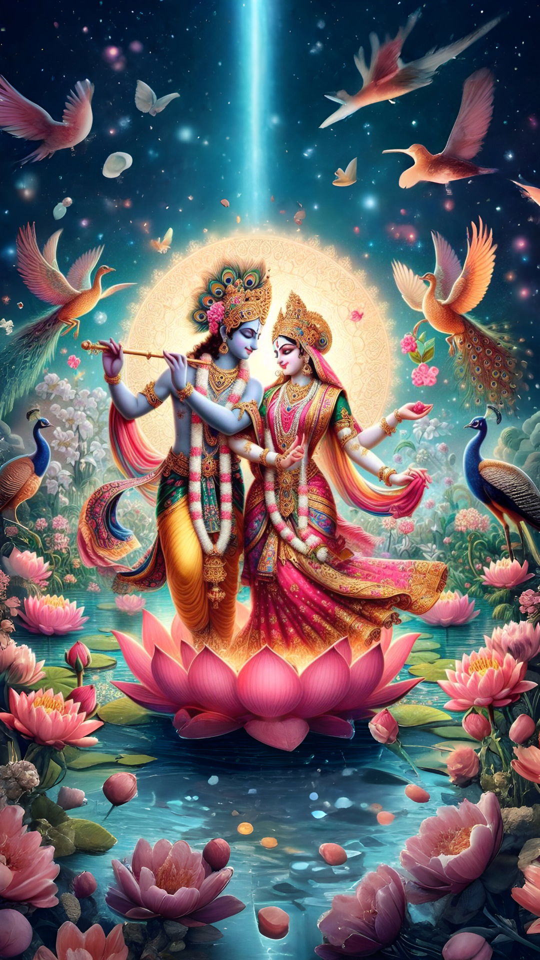 Radha and Krishna on a lotus