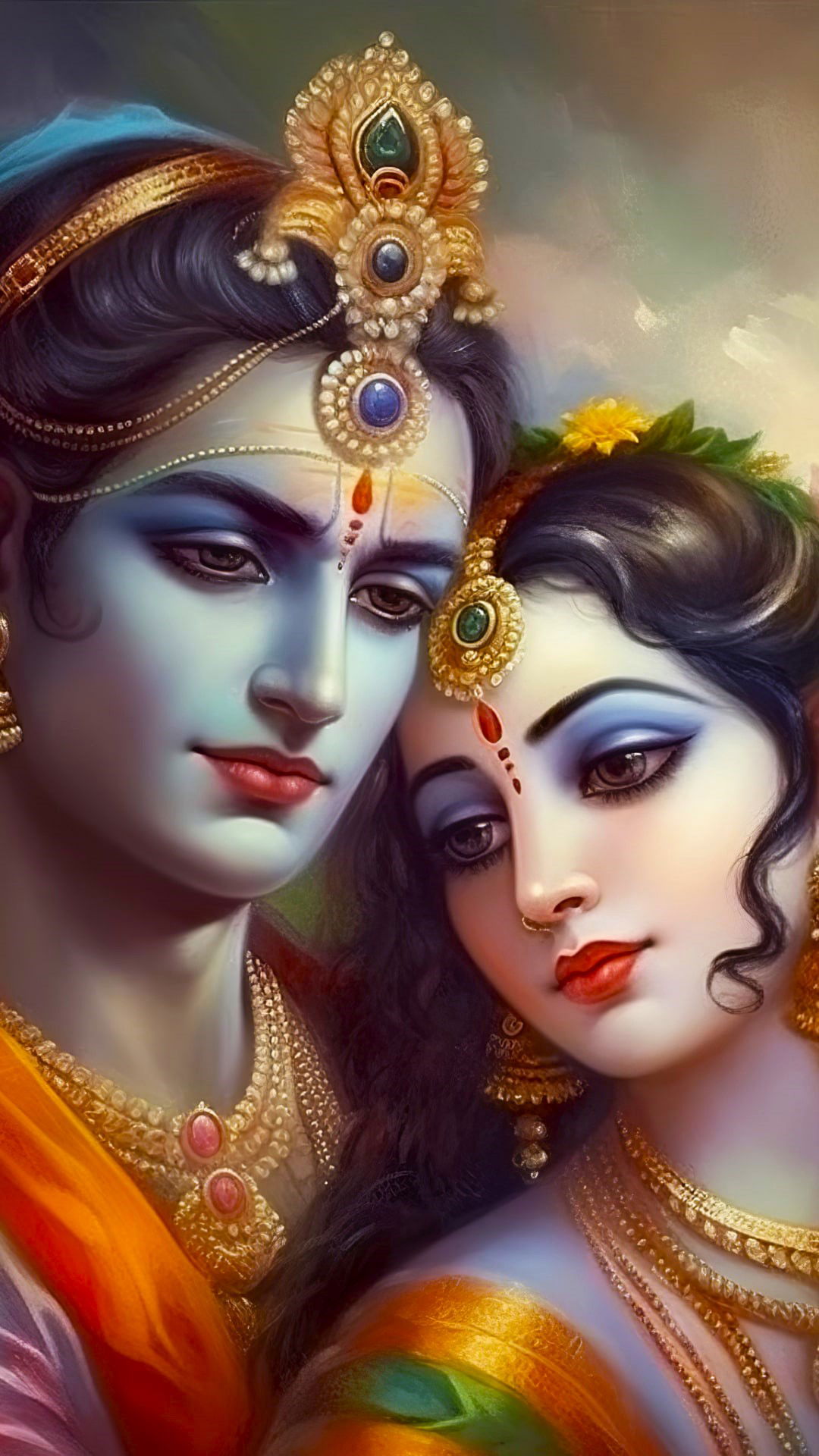 Radha and Krishna loving portrait