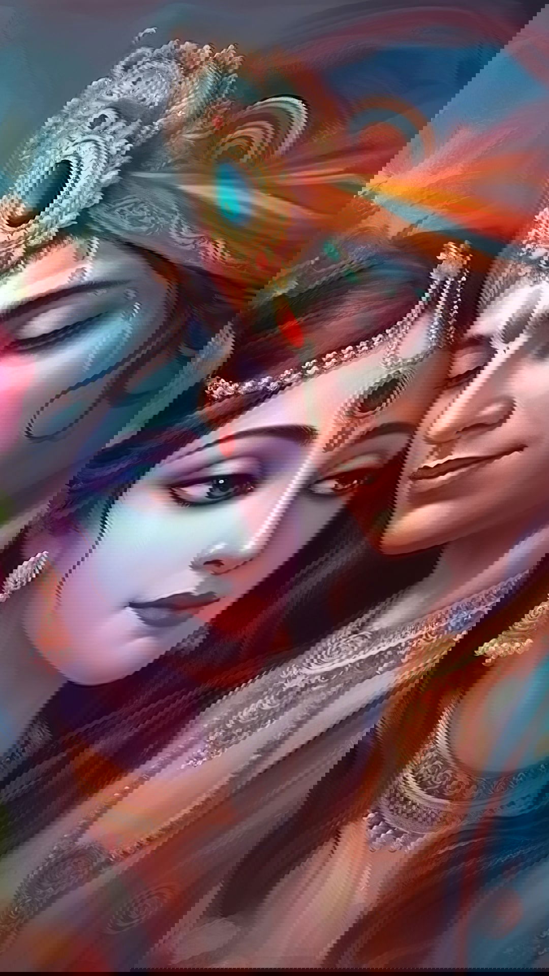 Radha Krishna divine loving portrait