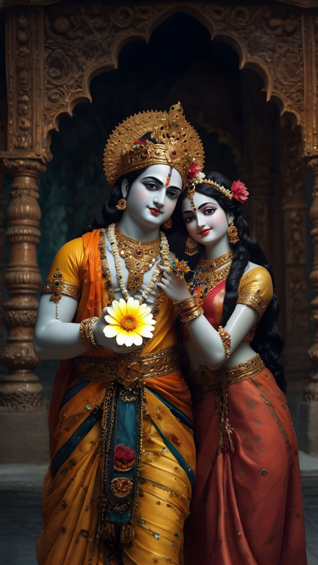 Radha and Krishna divine couple portrait