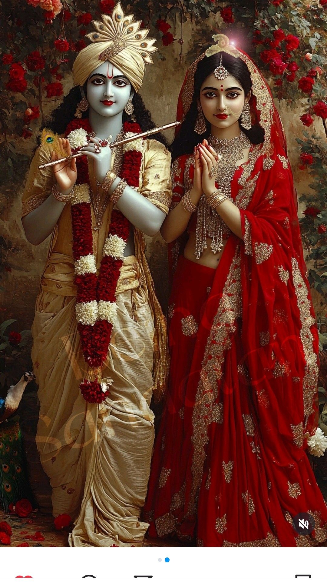 Radha and Krishna in loving embrace