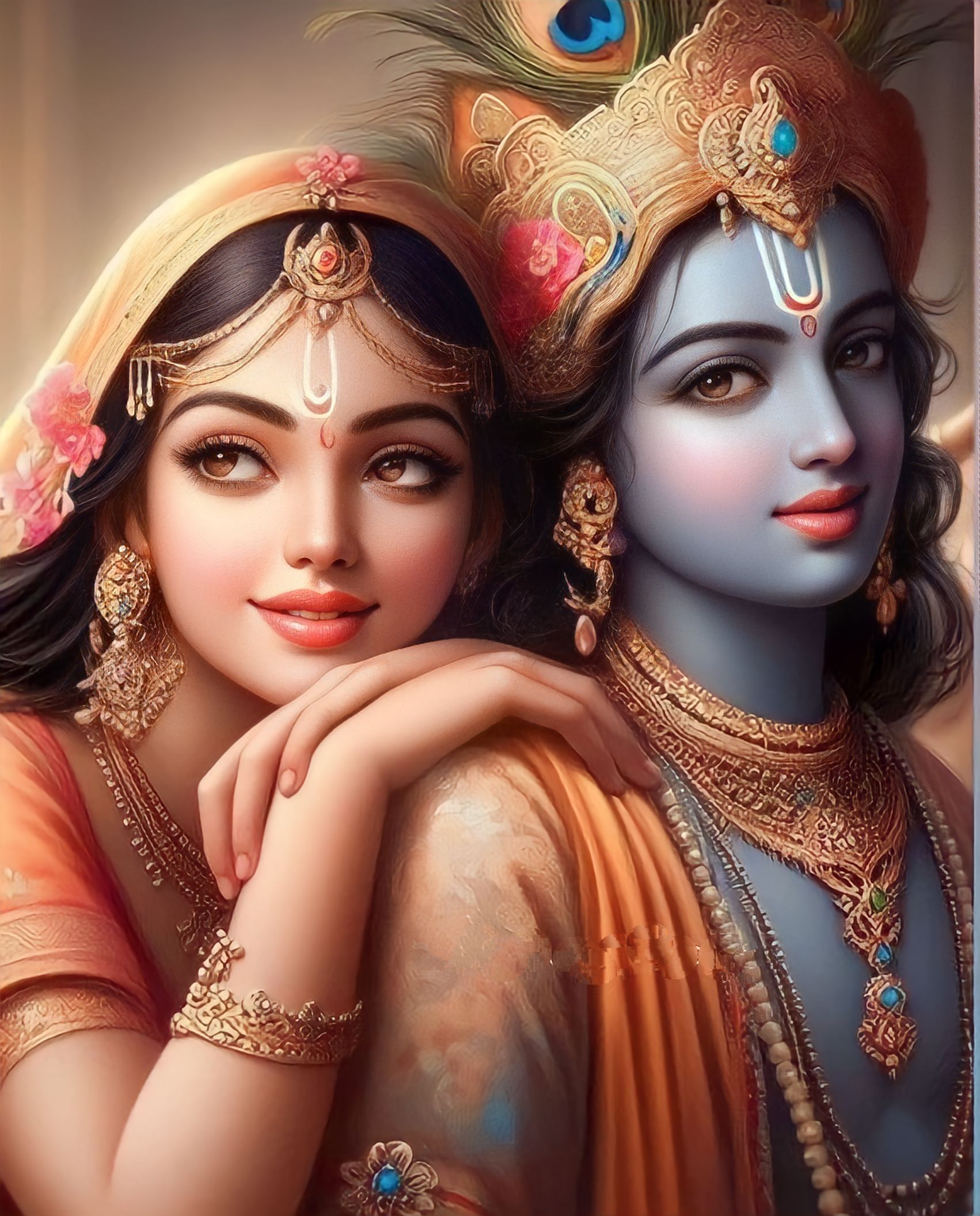 Radha and Krishna divine portrait