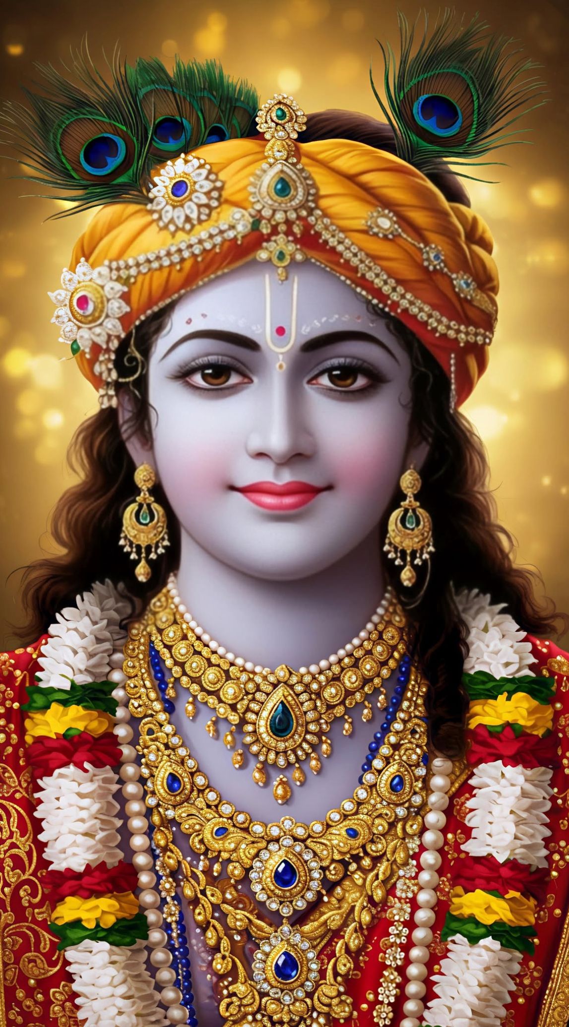 Lord Krishna with peacock feather crown