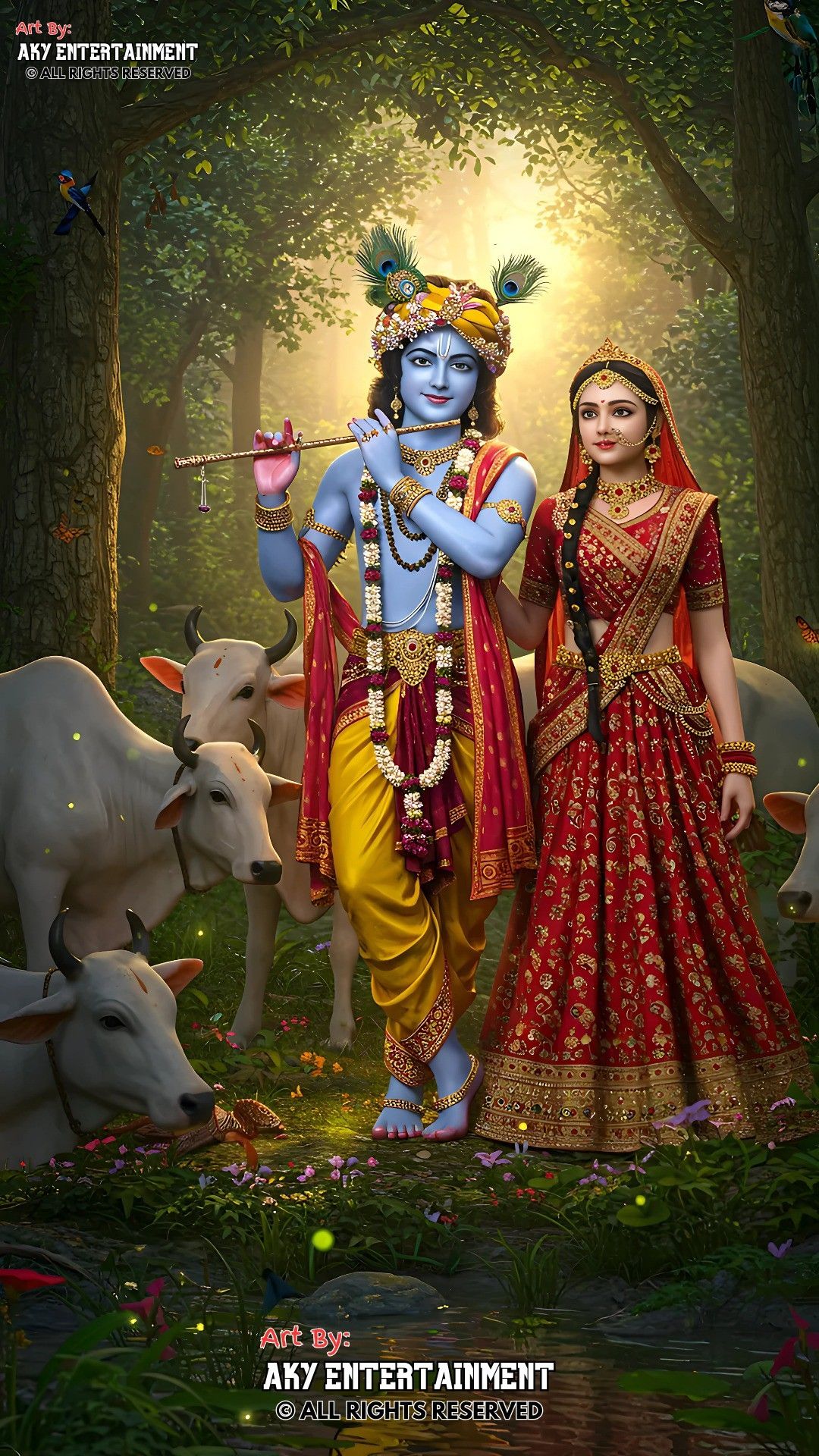 Krishna and Radha in Vrindavan forest