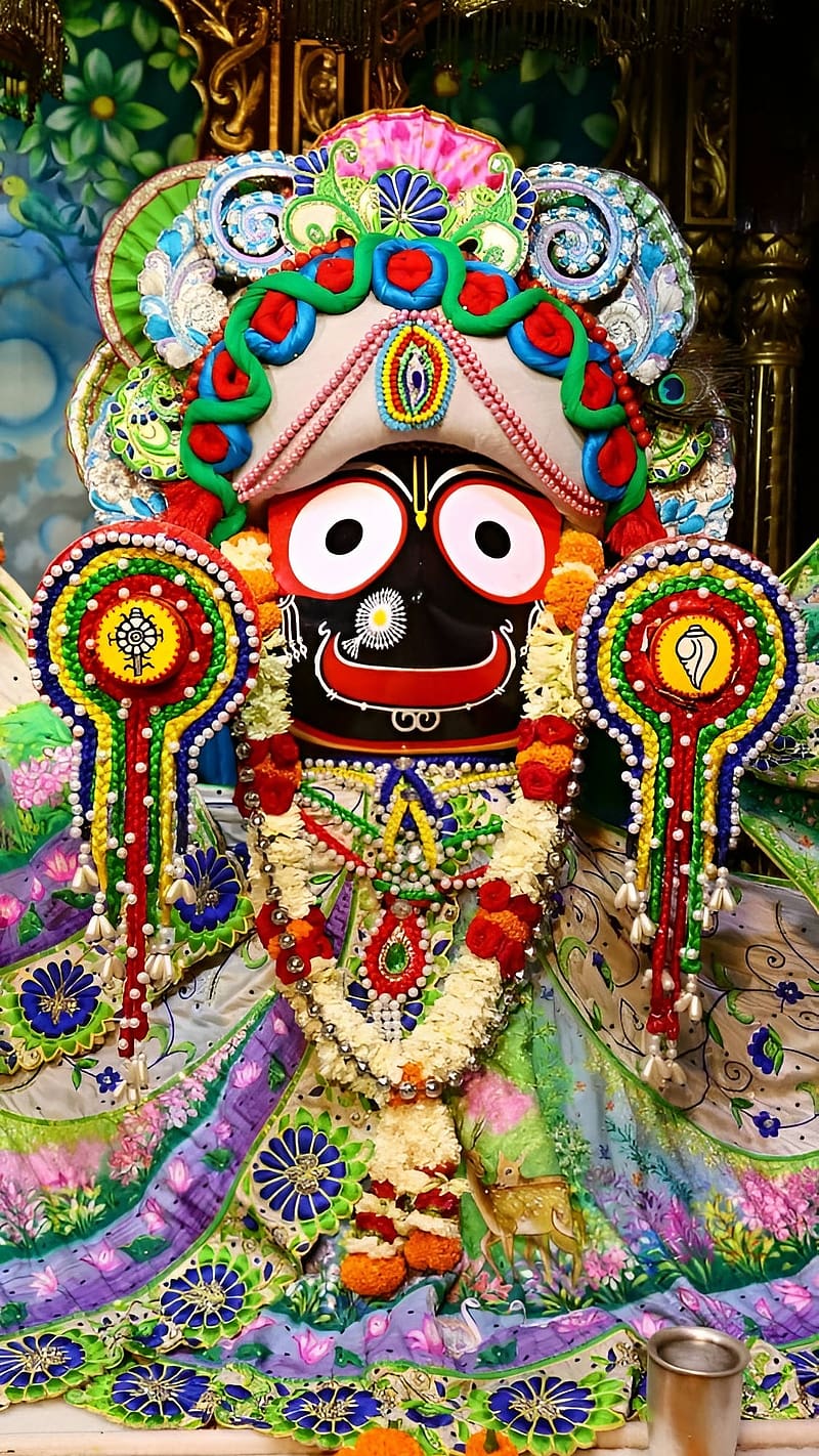 Lord Jagannath with floral decorations