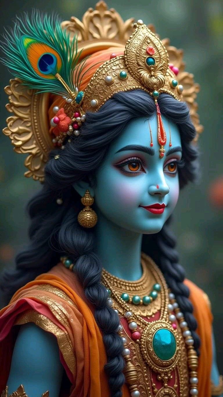 Lord Krishna with peacock feather crown