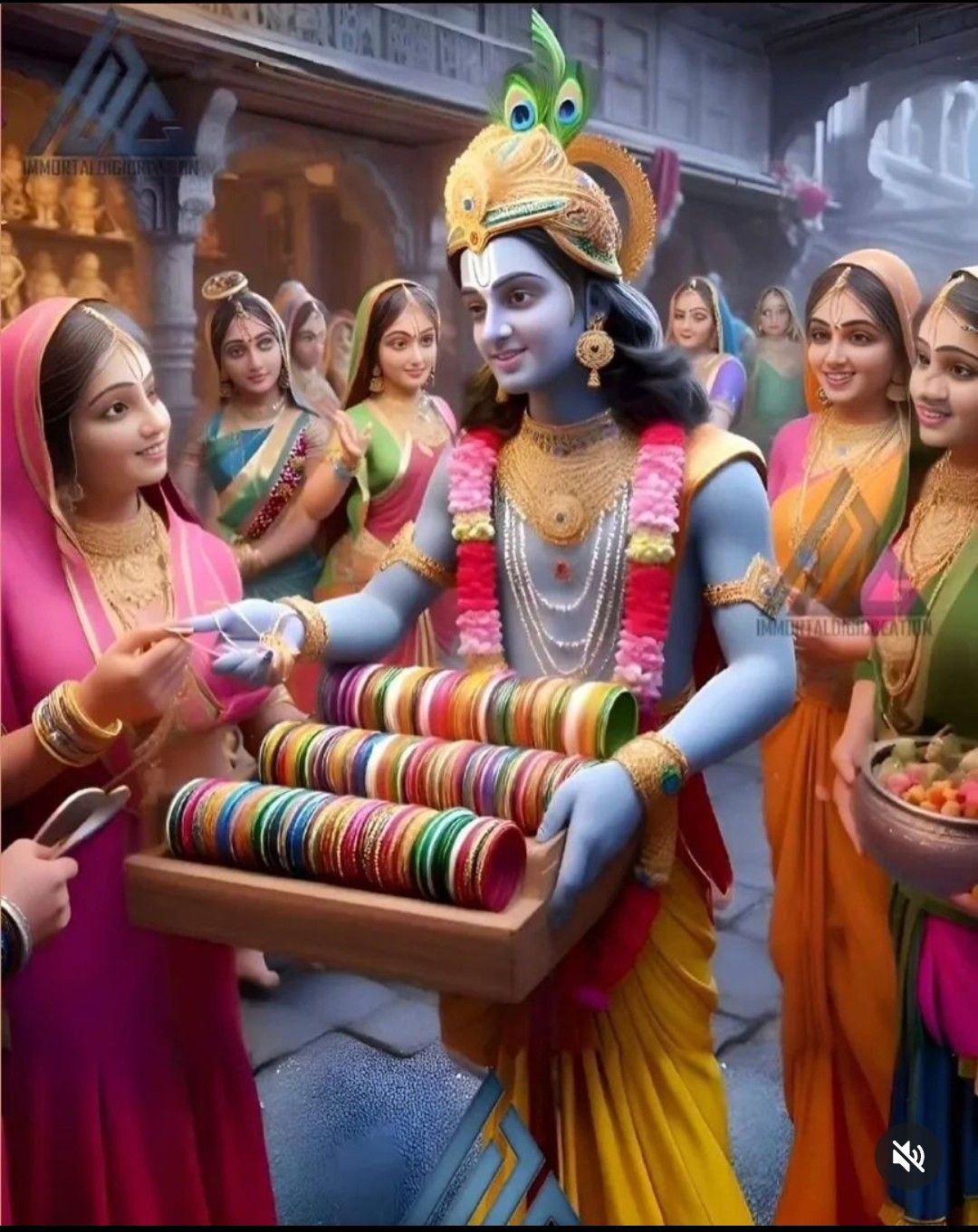 Krishna offering bangles to Gopis