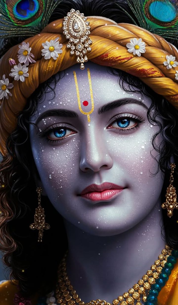 Lord Krishna with peacock feather portrait