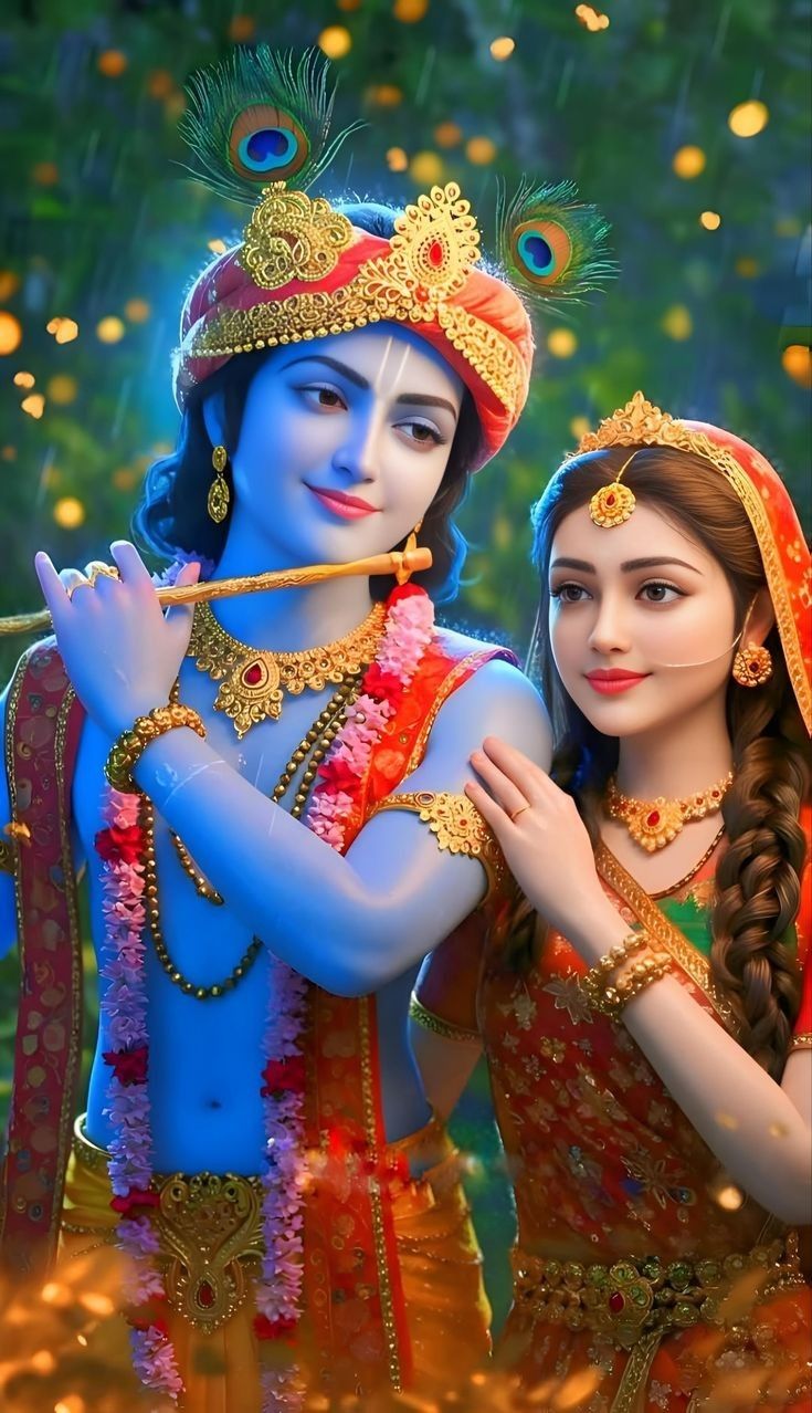 Krishna and Radha divine couple portrait