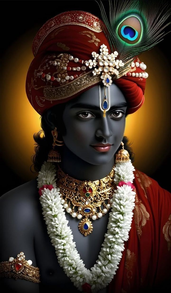 Lord Krishna with peacock feather portrait