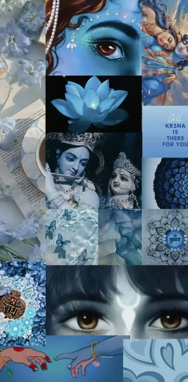 Lord Krishna divine collage wallpaper