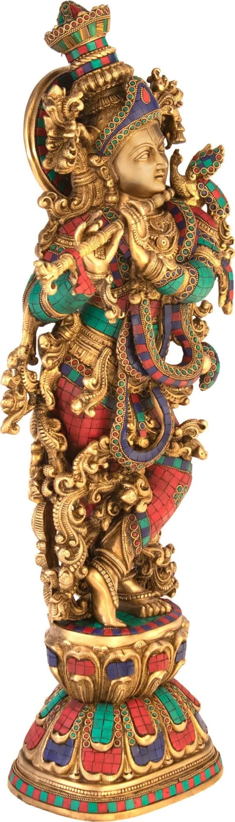 Golden idol of Lord Krishna, divine statue.