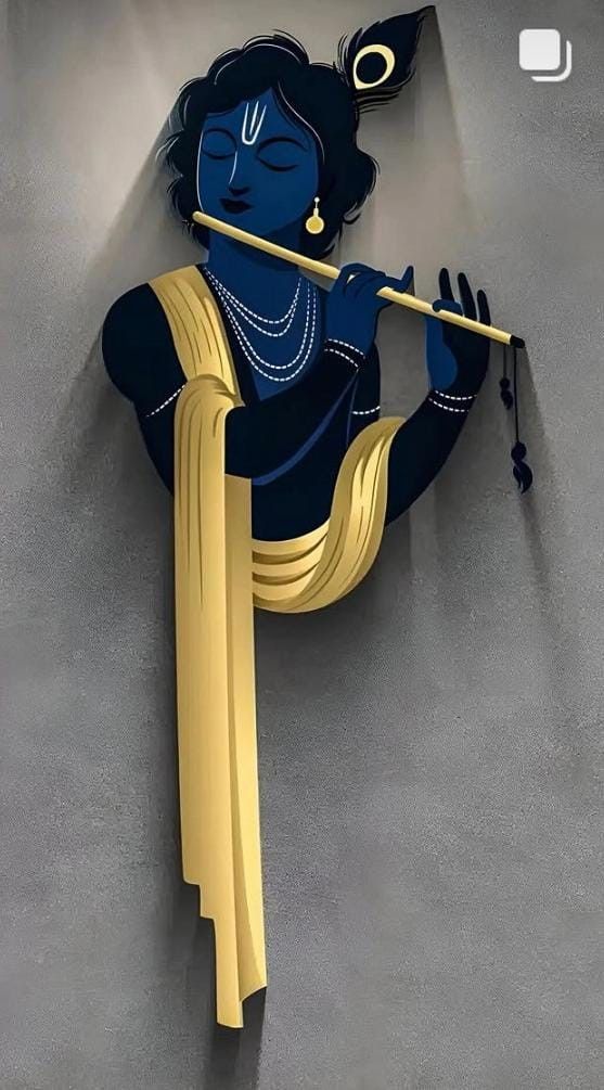 Krishna playing a divine flute melody