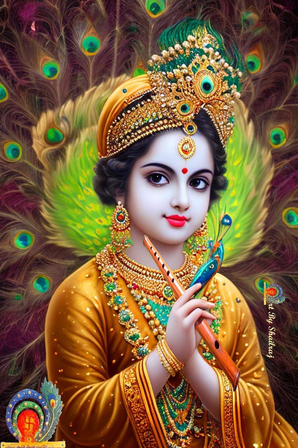 Young Krishna playing a flute, divine