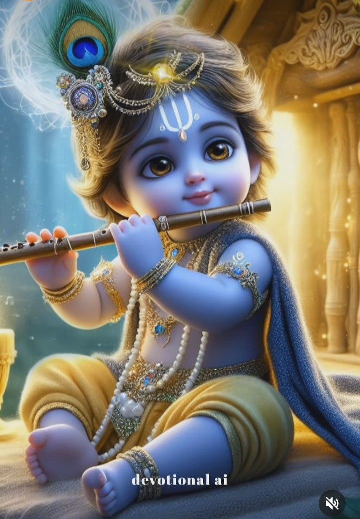Baby Krishna playing the flute