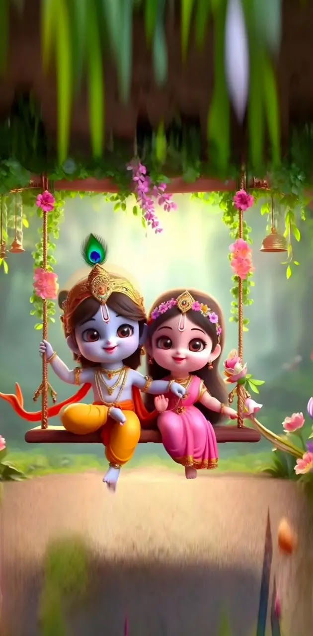 Krishna and Radha on a swing