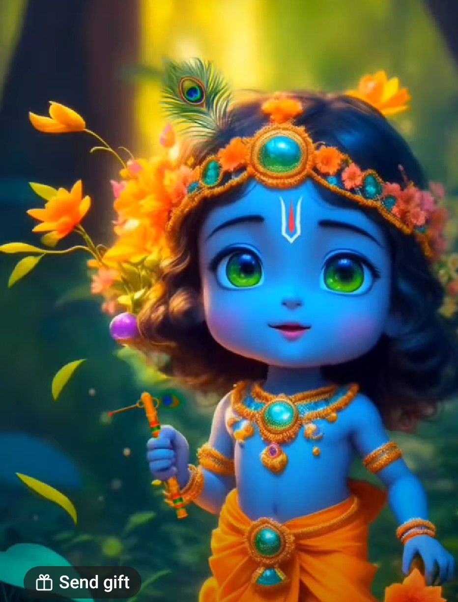 Cute baby Krishna cartoon illustration