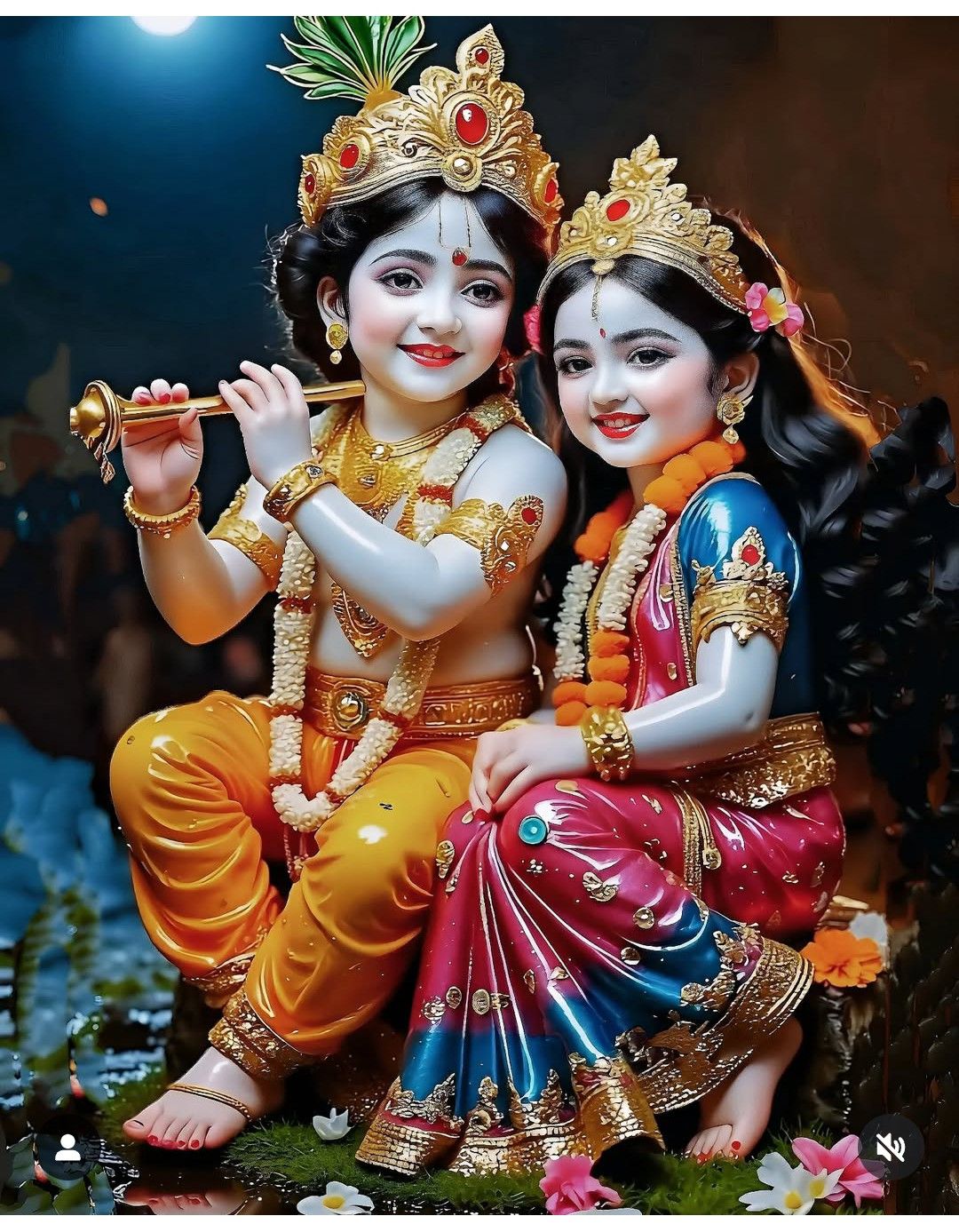 Krishna and Radha divine portrait wallpaper