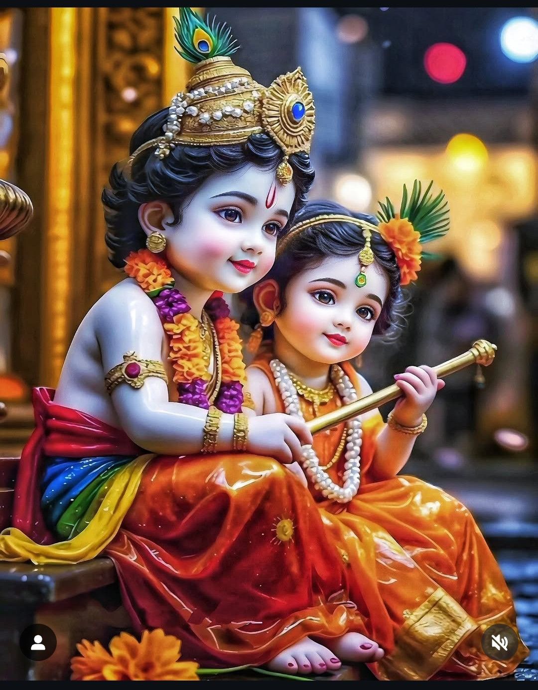 Baby Krishna with friend, divine image