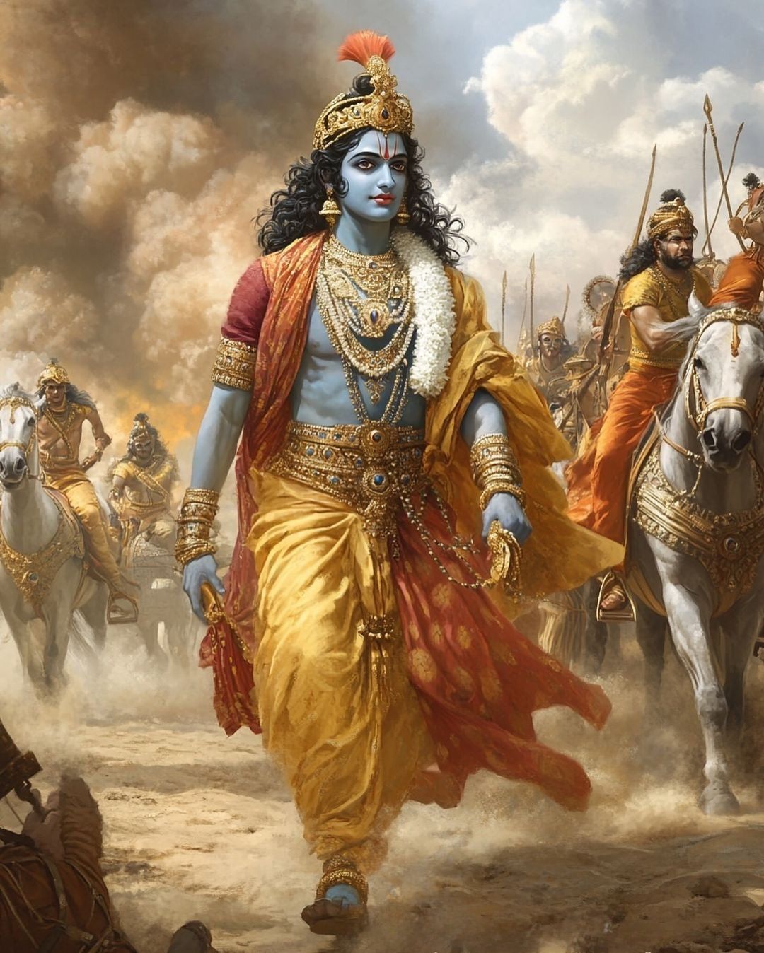 Krishna leading the army at Kurukshetra