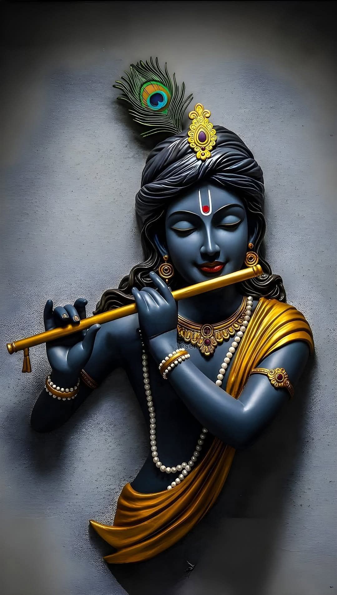 Krishna playing the flute, divine portrait