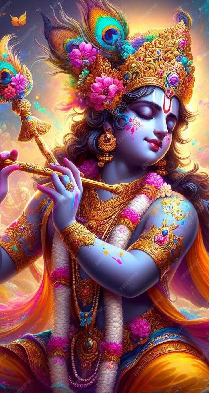 Krishna playing flute divine wallpaper