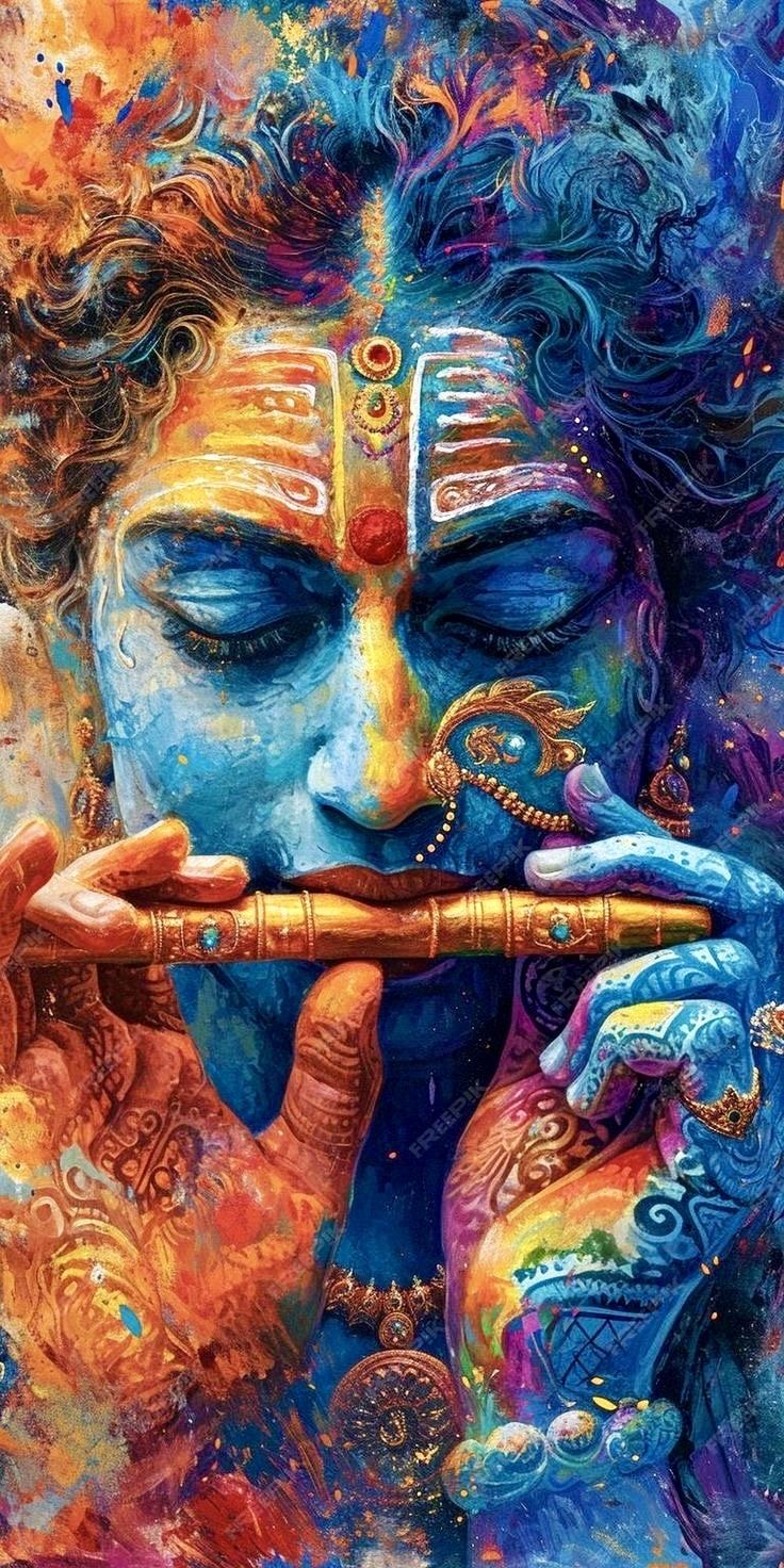 Krishna playing flute divine wallpaper