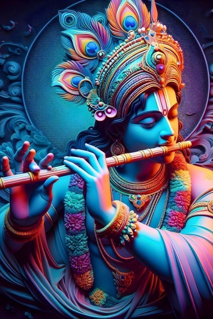Krishna playing a beautiful flute melody