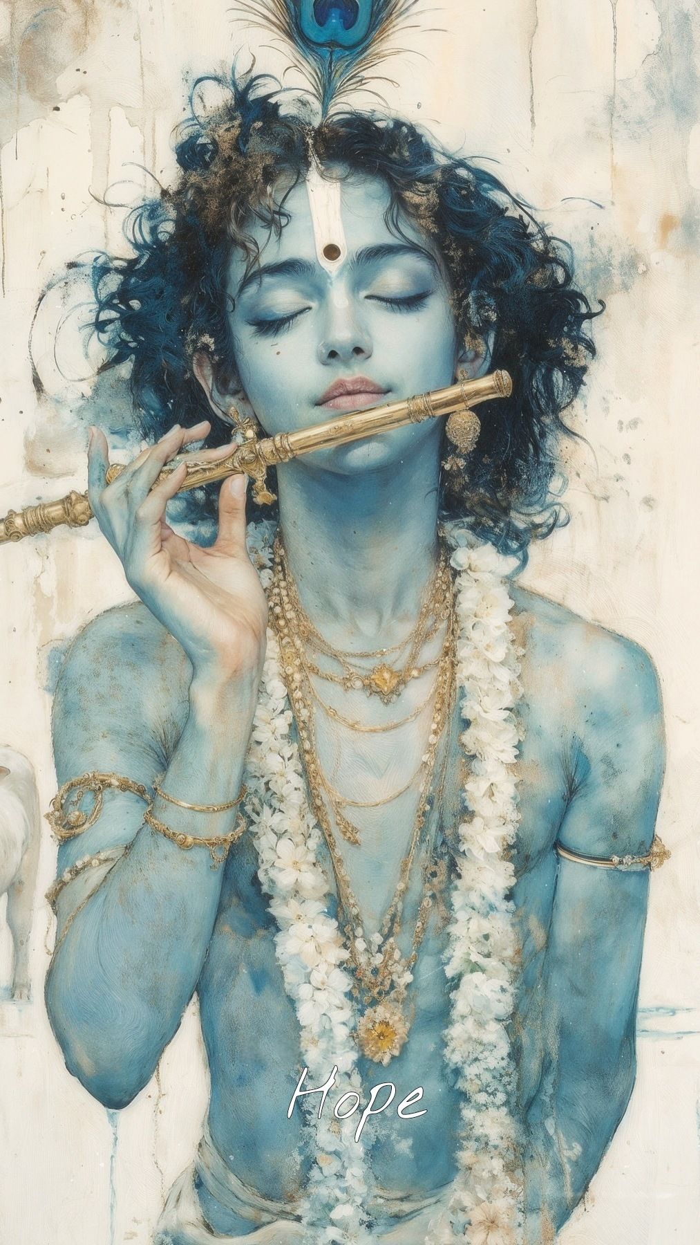 Lord Krishna playing a flute, divine art