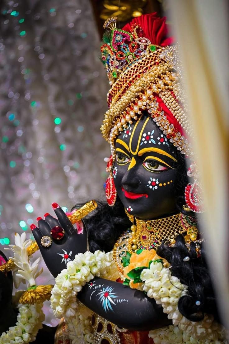 Krishna playing a divine flute melody