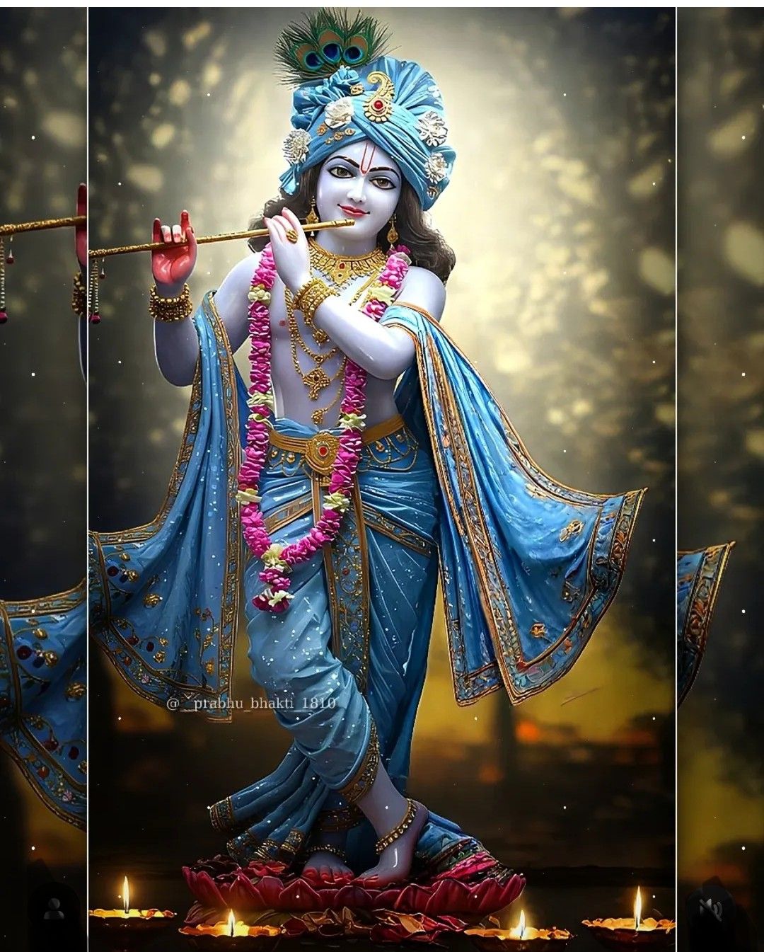 Krishna playing flute, divine wallpaper