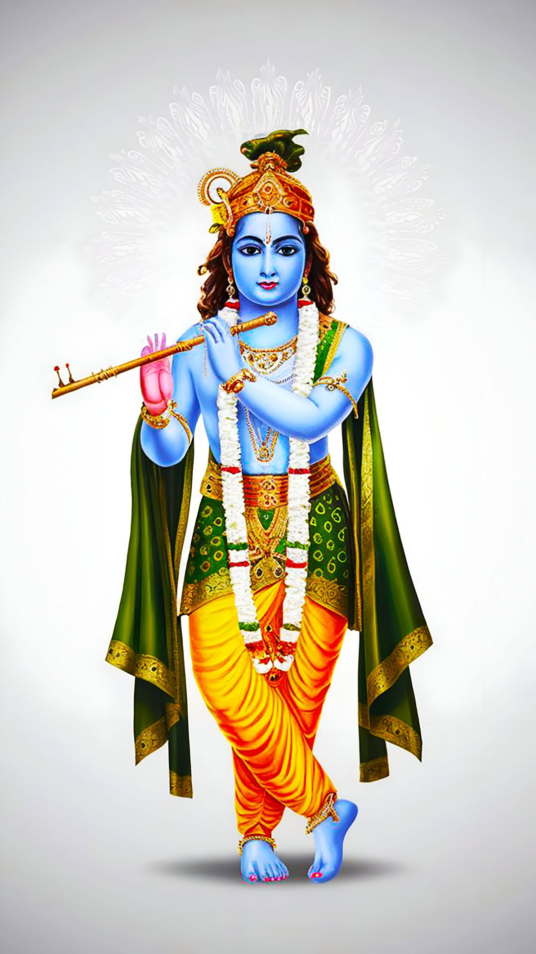 Krishna playing a flute, divine portrait
