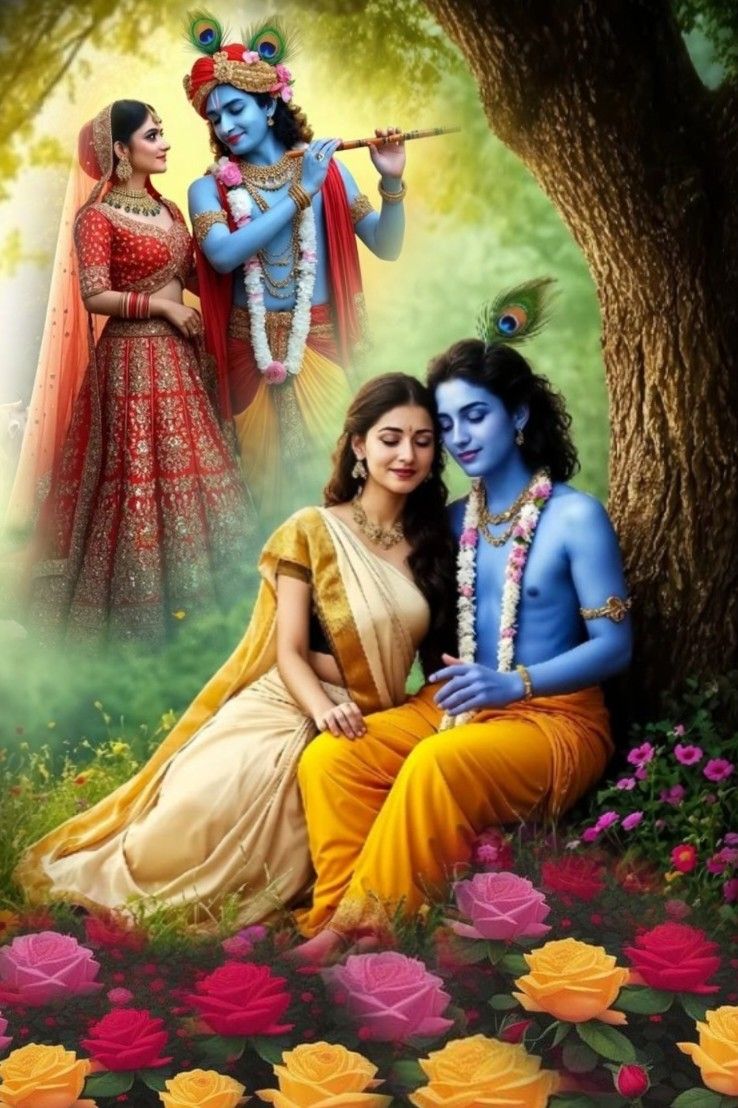 Krishna and Radha divine love wallpaper