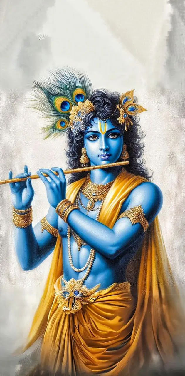 Krishna playing flute, divine portrait