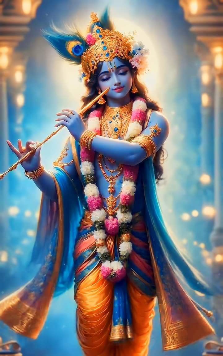 Krishna playing flute divine wallpaper