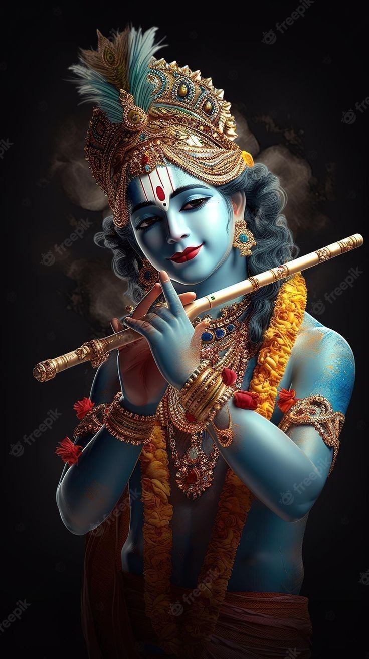 Lord Krishna playing a flute wallpaper
