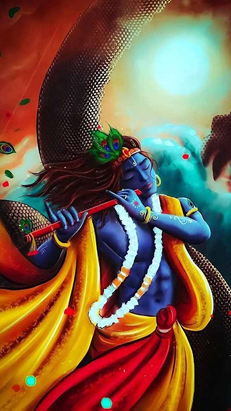 Krishna playing a flute, divine art