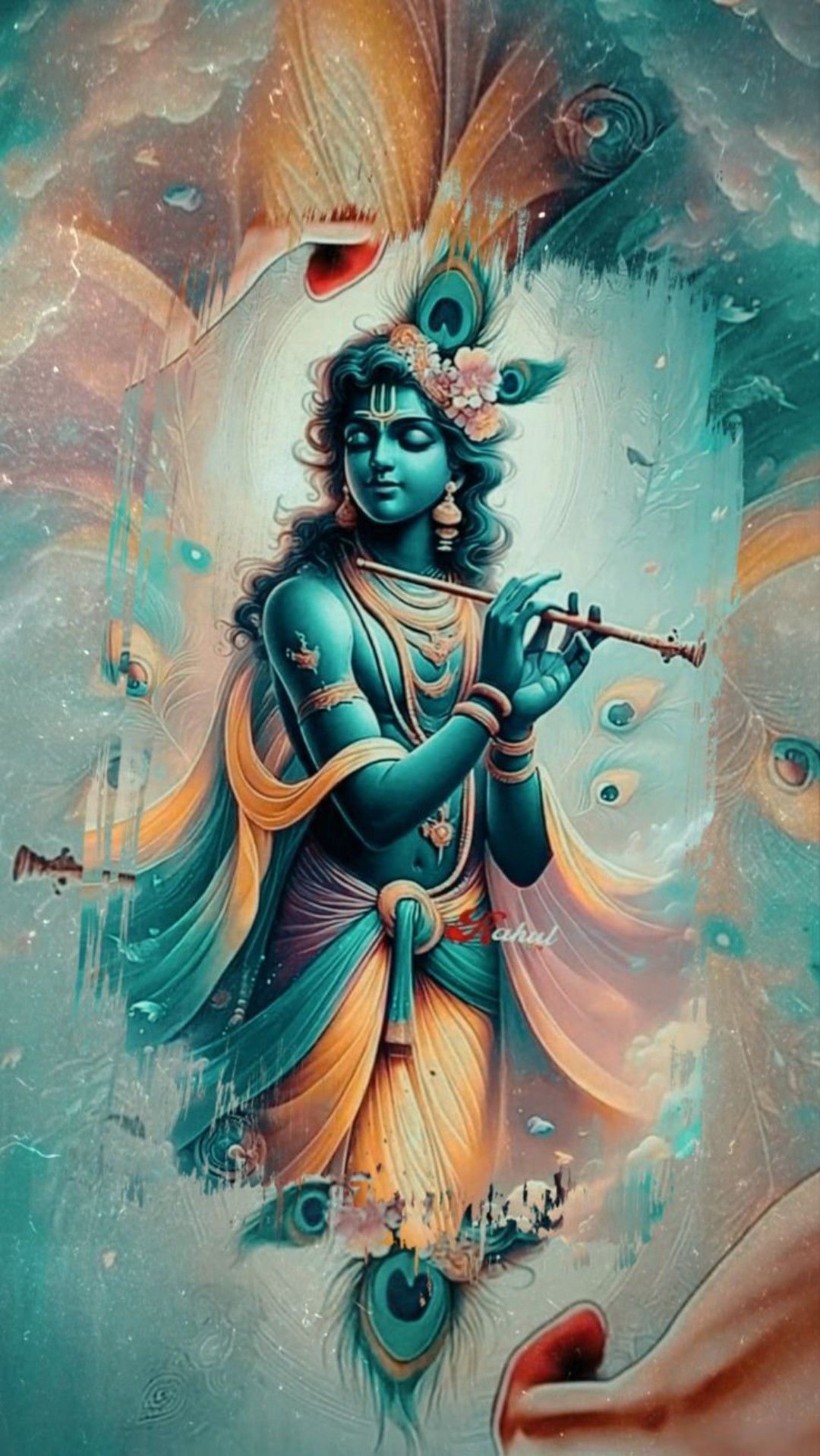 Krishna playing flute, divine artwork