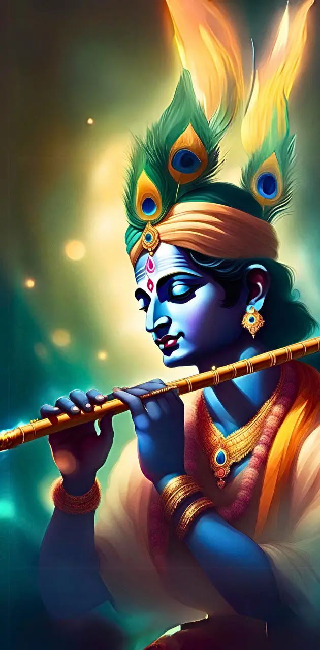 Krishna playing flute divine wallpaper