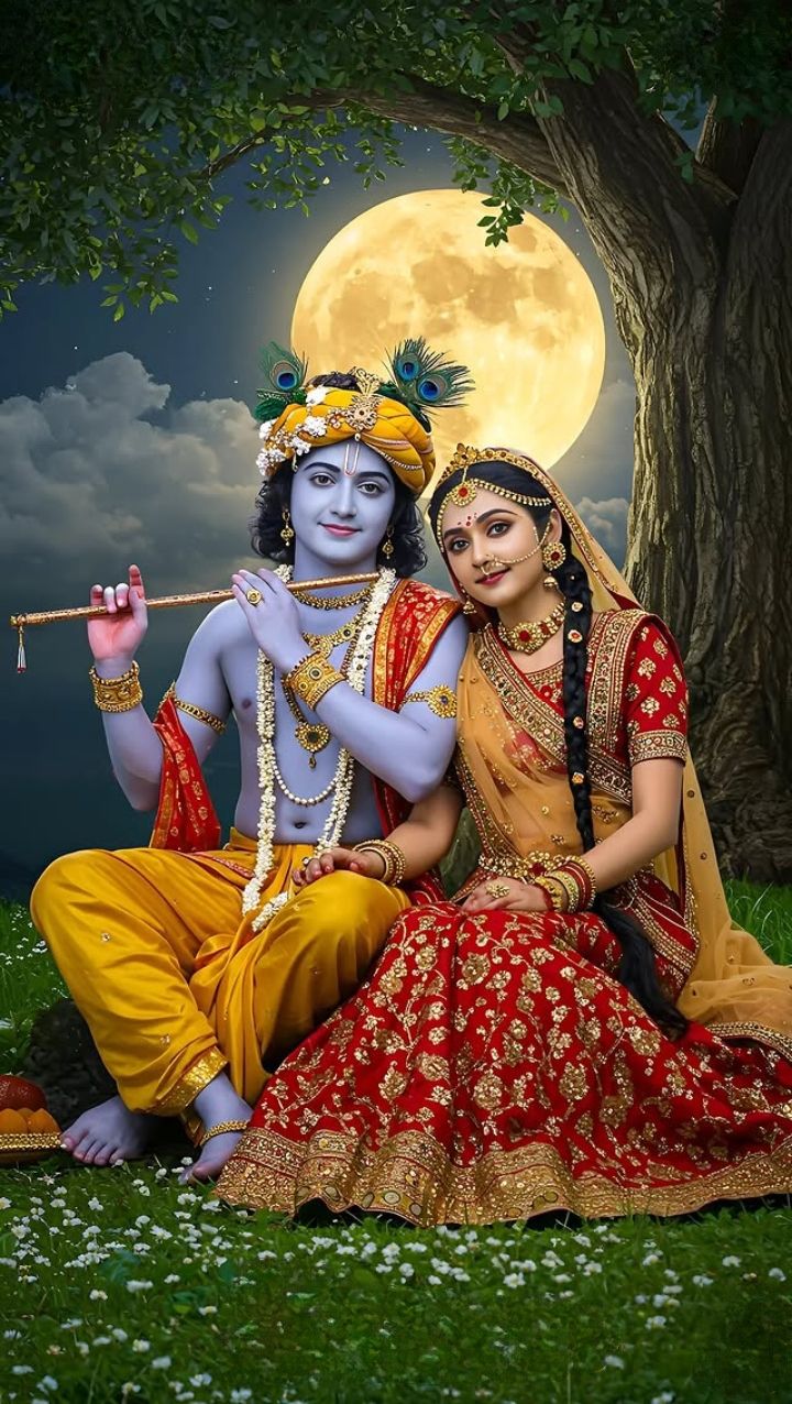 Krishna Radha love devotional wallpaper